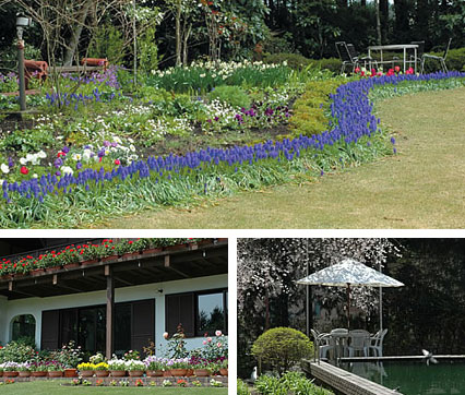 福川氏が自邸を開放して経営する、フランスの家庭料理レストラン「オーベルジュ・スミ」の庭園。